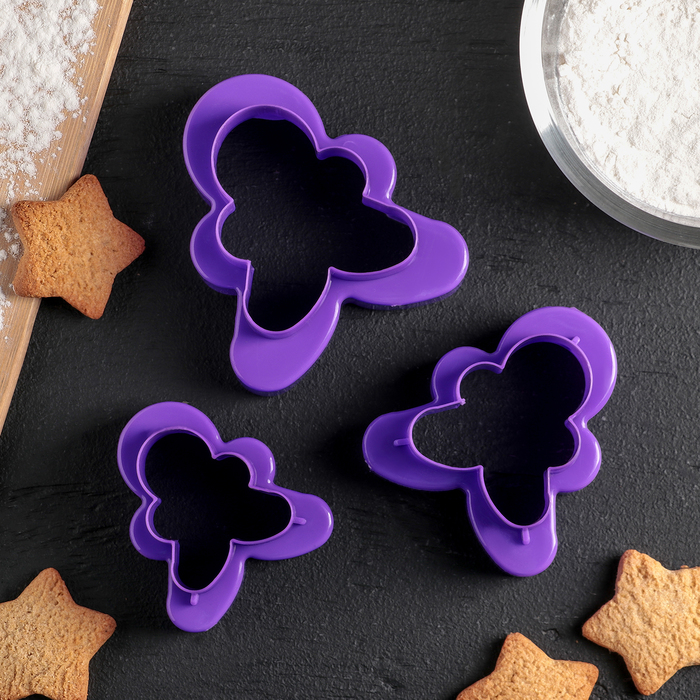 Набор форм для вырезания печенья 3 шт "Человечек" 8,5х7,7х4,5 см, цвета МИКС