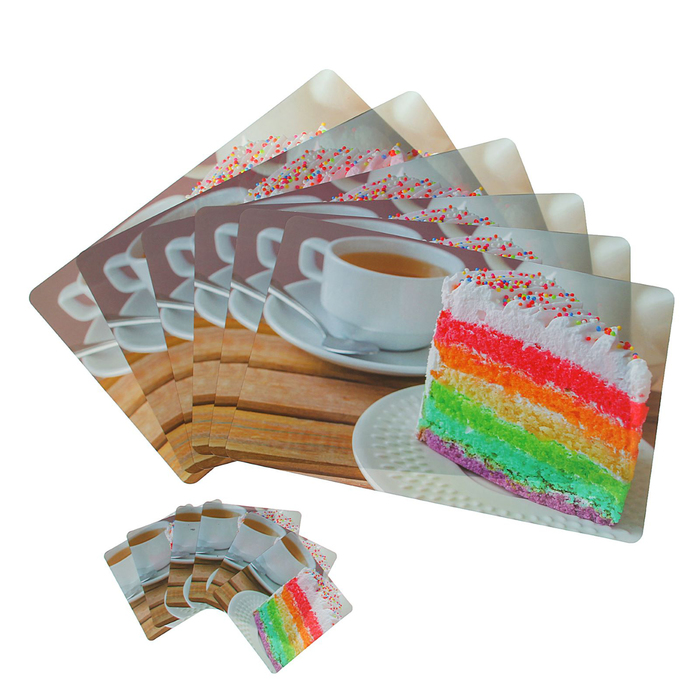 Набор салфеток кухонных 12 шт "Радужный торт" 6 шт - 43х28 см, 6 шт - 10х10 см