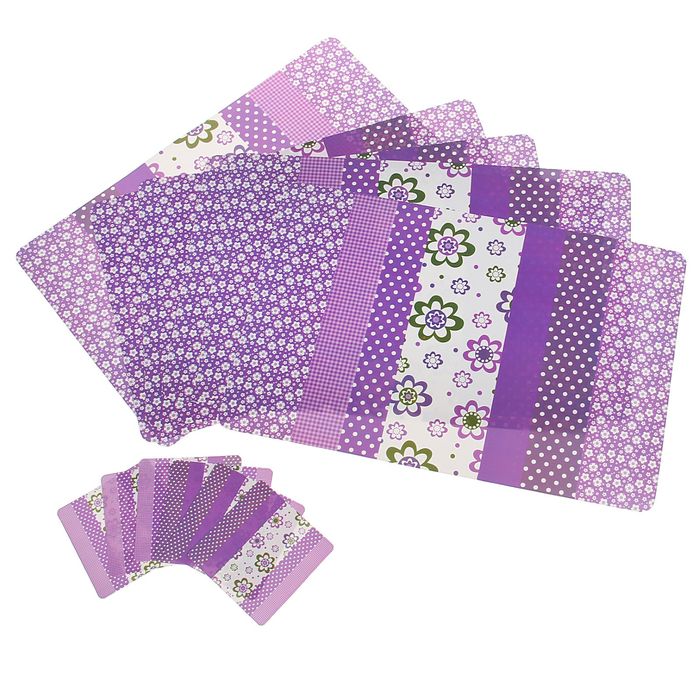 Набор салфеток кухонных 12 шт "Фиалки" 6 шт - 43х28 см, 6 шт - 10х10 см