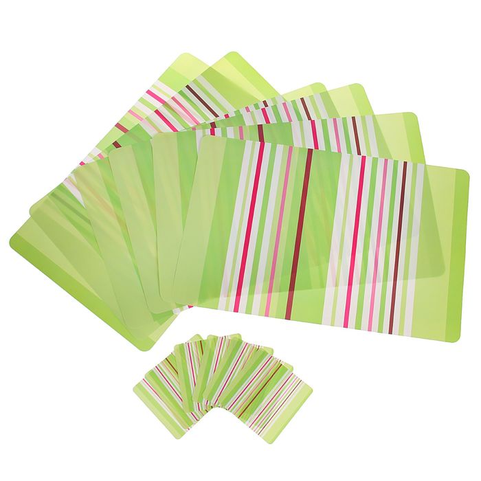 Набор салфеток кухонных 12 шт "Полосы зеленые" 6 шт - 43х28 см, 6 шт - 10х10 см