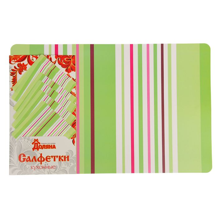 Набор салфеток кухонных 12 шт "Полосы зеленые" 6 шт - 43х28 см, 6 шт - 10х10 см