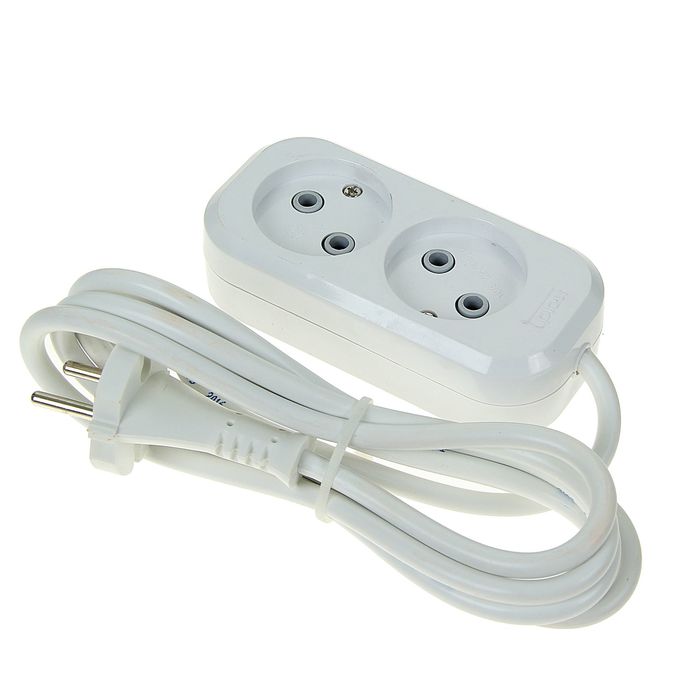 Удлинитель T.plast, 2 розетки, 2 м, 10 А, без з/к, 32.75.220.0402,