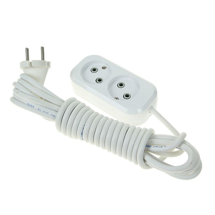 Удлинитель T.plast, 2 розетки, 5 м, 10 А, без з/к, 32.75.220.0405,