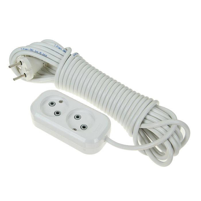 Удлинитель T.plast, 2 розетки, 10 м, 10 А, без з/к, 32.75.220.0410,