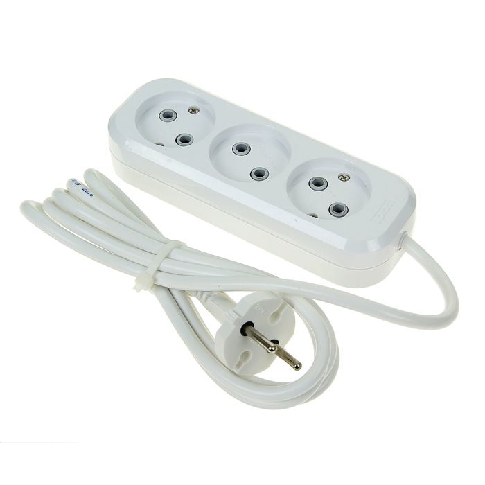 Удлинитель бытовой, 3 розетки, 1.5 м, 10 А, без з/к, 32.75.320.0450