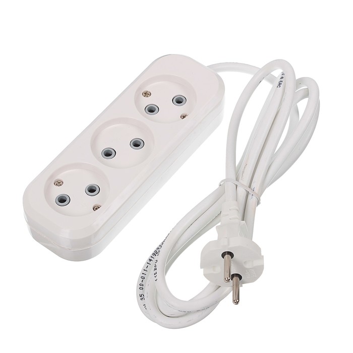 Удлинитель T.plast, 3 розетки, 2 м, 10 А, без з/к, 32.75.320.0402,