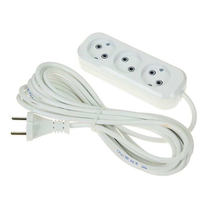Удлинитель T.plast, 3 розетки, 5 м, 10 А, без з/к, 32.75.320.0405,