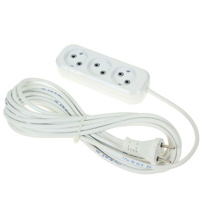 Удлинитель T.plast, 3 розетки, 7 м, 10 А, без з/к, 32.75.320.0407,