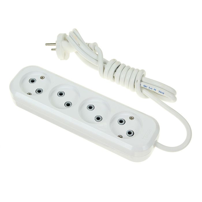 Удлинитель T.plast, 4 розетки, 2 м, 10 А, без з/к, 32.75.420.0402,