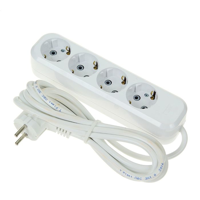 Удлинитель T.plast, 4 розетки, 3 м, 16 А, с з/к, 32.75.421.0403,