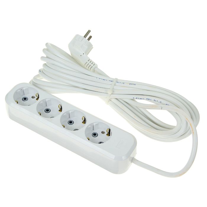 Удлинитель T.plast, 4 розетки, 7 м, 16 А, с з/к, 32.75.421.0407,