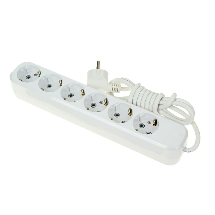 Удлинитель T.plast, 6 розеток, 2 м, 16 А, с з/к, 32.75.621.0402,