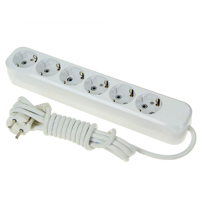 Удлинитель T.plast, 6 розеток, 3 м, 16 А, с з/к, 32.75.621.0403,