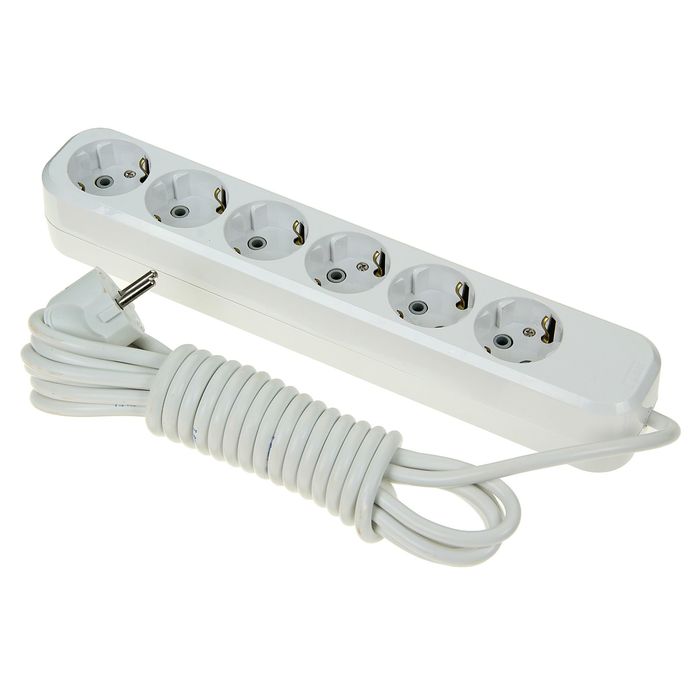 Удлинитель T.plast, 6 розеток, 5 м, 16 А, с з/к, 32.75.621.0405,