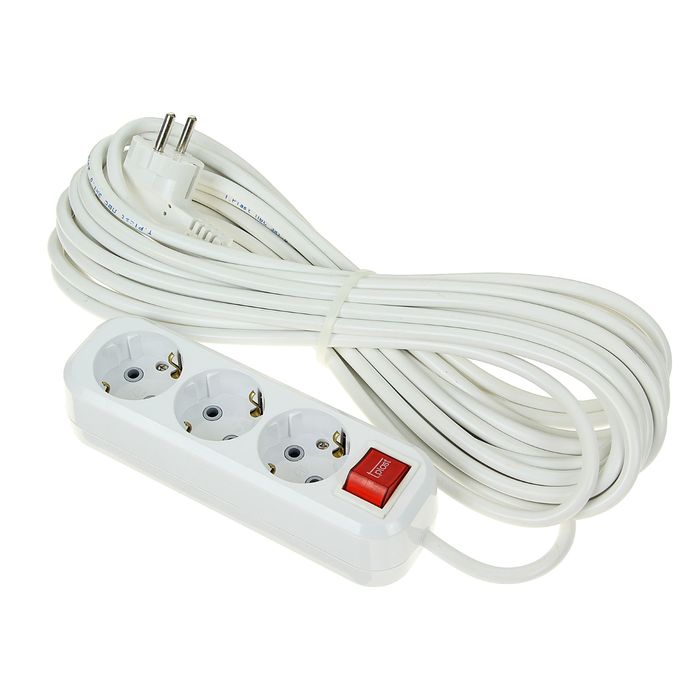Удлинитель T.plast, 3 розетки, 10 м, 16 А, с з/к, с выключателем, 32.75.311.0410,