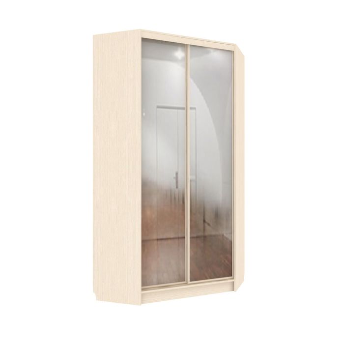 Угловой шкаф-купе Практичный 2 зеркала Венге Светлый