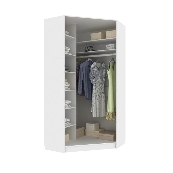 Угловой шкаф-купе Практичный 2 зеркала Белый