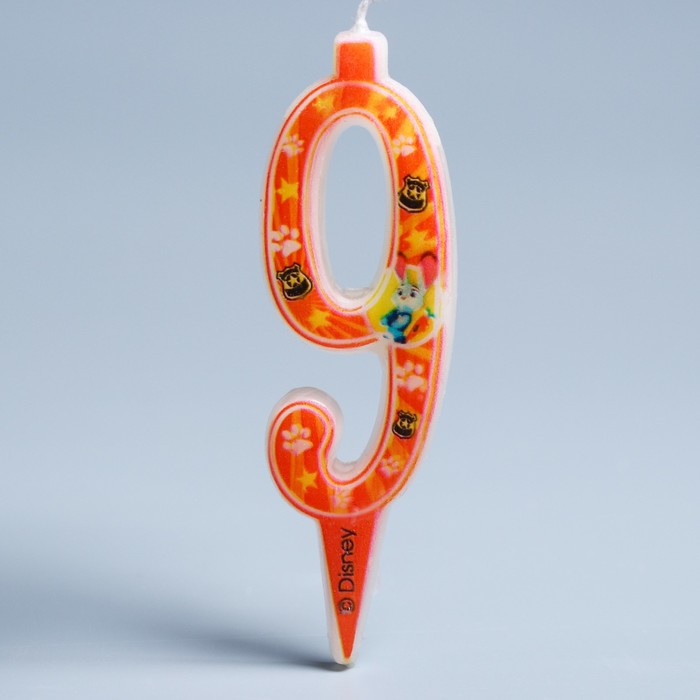 Свеча в торт цифра Дисней 9 "С Днем рождения", Зверополис