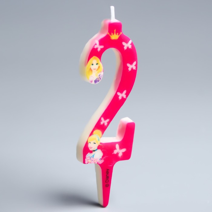 Свеча в торт цифра Дисней 2 "С Днем рождения", Принцессы