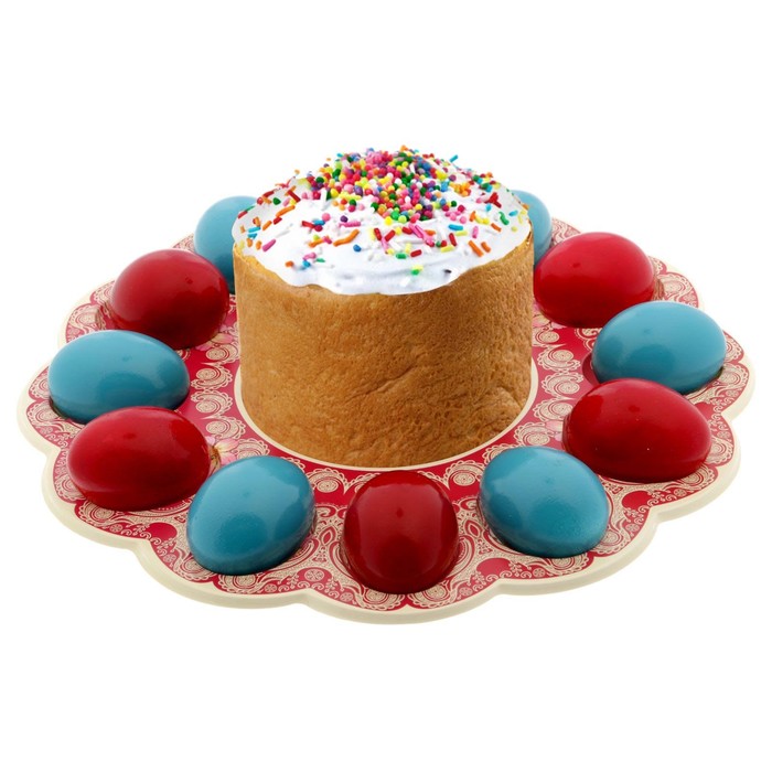 Пасхальная подставка на 12 яиц и кулич "Цветы"