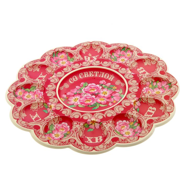 Пасхальная подставка на 12 яиц и кулич "Цветы"