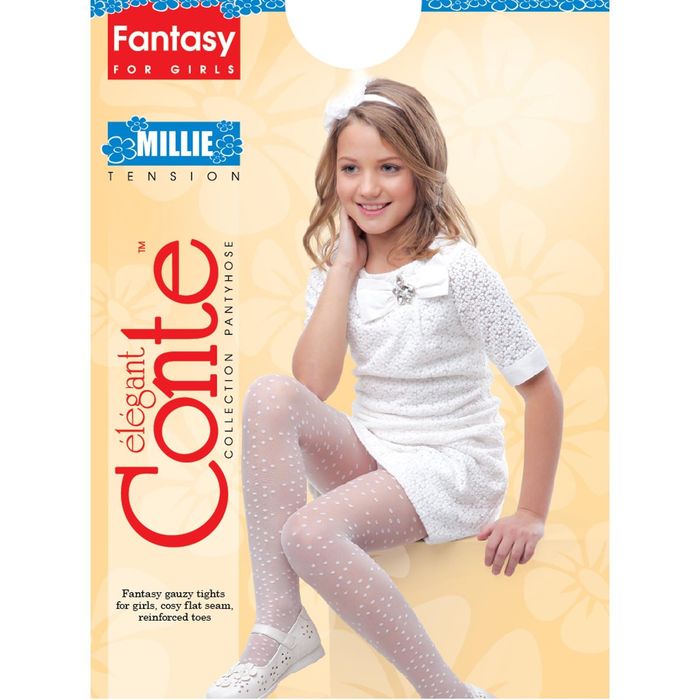 Колготки детские Conte elegant нарядные MILLIE, р.104-110, bianco