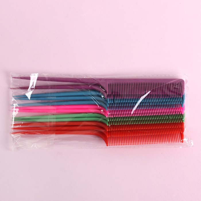 Расчёска с хвостиком, комбинированная, цвет МИКС