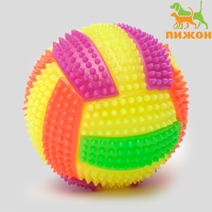 фото Мяч для собак светящийся с пищалкой "водное поло", tpr, 7 см, микс цветов пижон