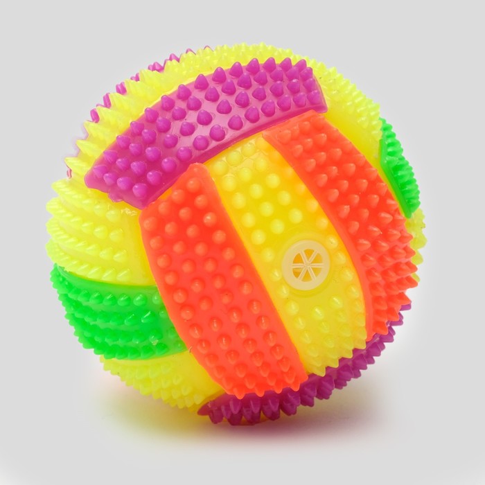фото Мяч для собак светящийся с пищалкой "водное поло", tpr, 7 см, микс цветов пижон