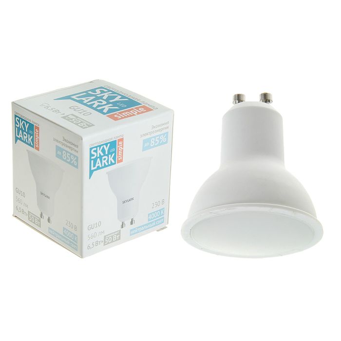 Лампа светодиодная Sky Lark Simple, GU10, MR16, 7 Вт, 4000 K, холодный белый