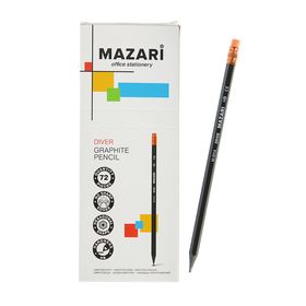

Карандаш чернографитный Mazari Diver, HB, пластиковый, с ластиком