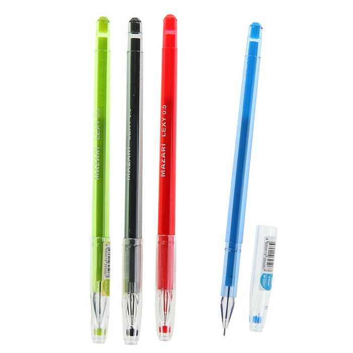 Набор гелевых ручек 4 цвета Lexy, узел 0.5мм, игольчатый пишущий узел в форме кристалла