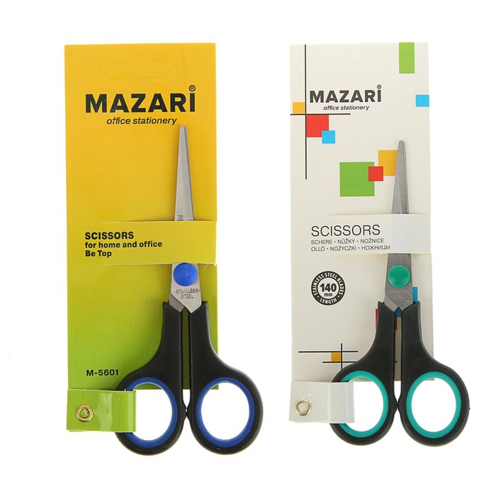 Ножницы 14см Be top, лезвия из нержавеющей стали, пластиковые ручки с резиновыми вставками, европодвес