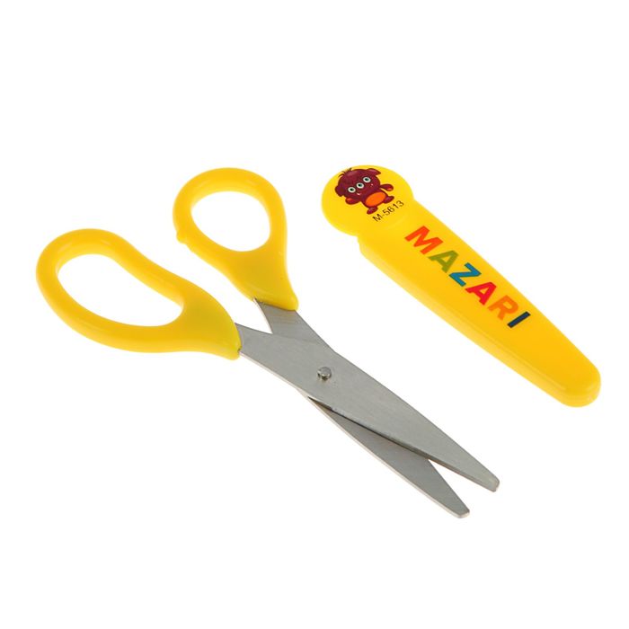 Ножницы детские 14см Poly, лезвия из нержавеющей стали, закругленные концы, пластиковые ручки, блистер, микс