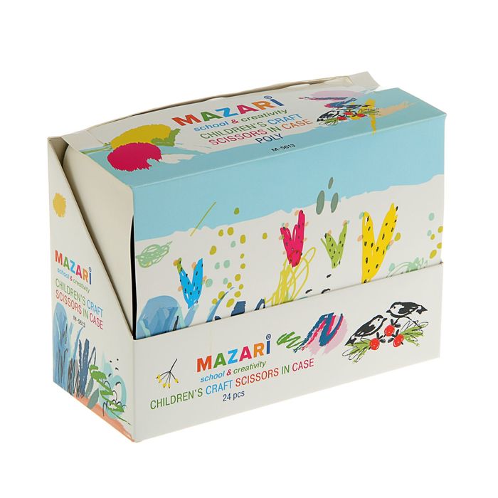 Ножницы детские 14см Poly, лезвия из нержавеющей стали, закругленные концы, пластиковые ручки, блистер, микс