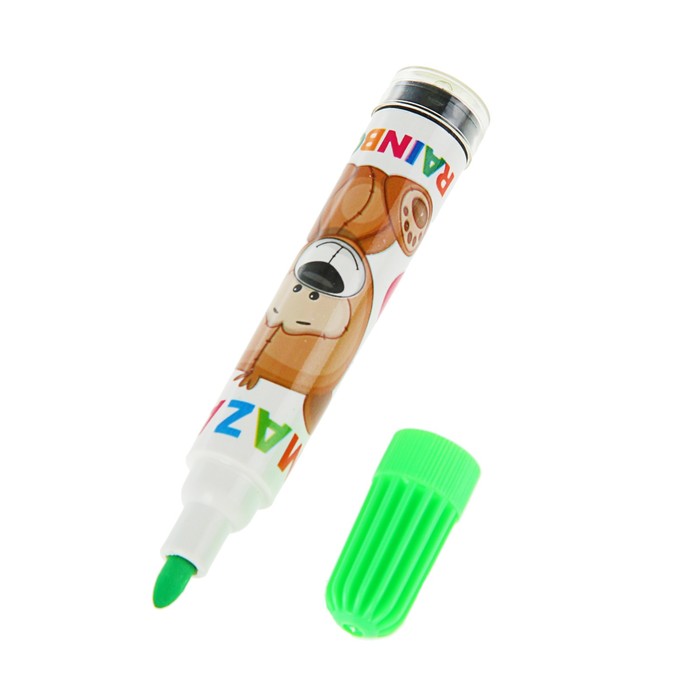 Фломастеры 12 цветов со штампами Rainbow, вентилируемый колпачок, в пластиковом чемоданчике