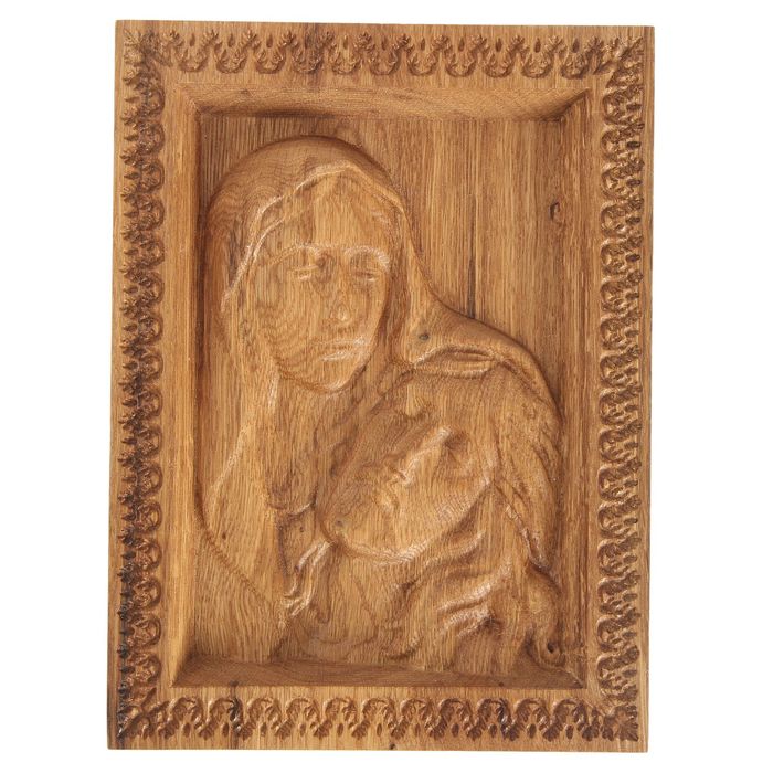Резная икона "Богородица с Иисусом"