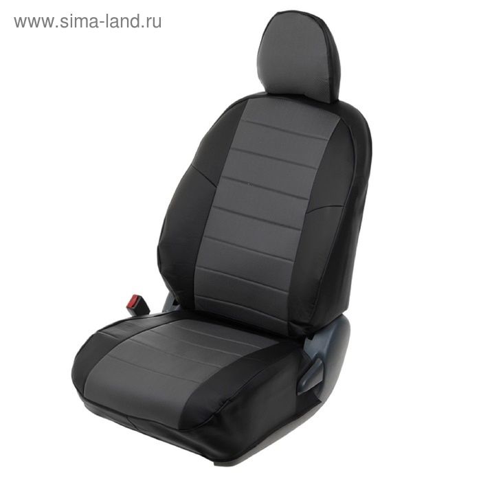 

Авточехлы для Kia Sportage, 2010-2015, черный, серый, экокожа, набор