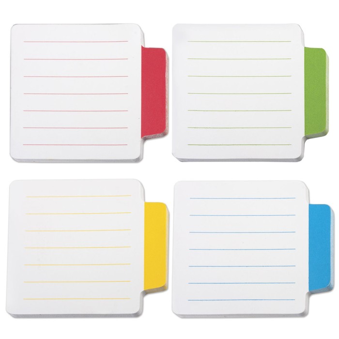 Блоки-разделители с липким краем 4 штуки по 25 листов, 70х70мм, линованные, микс