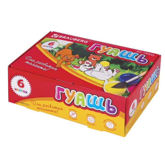 Гуашь 6 цветов по 20мл