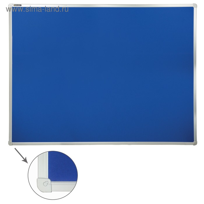 фото Доска c текстильным покрытием для объявлений 90 х 120 см, синяя, гарантия 10 лет brauberg