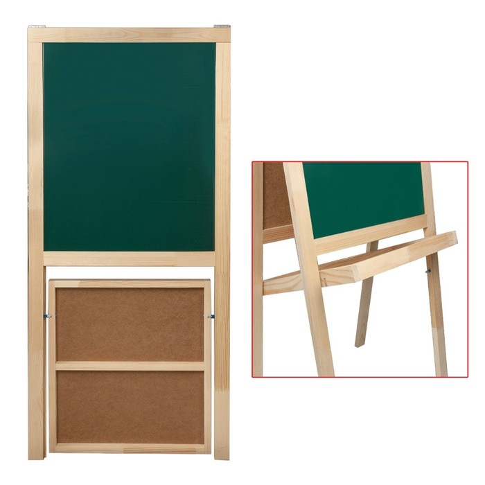 Доска-мольберт магнитно-маркерная для мела двусторонняя, 56х67см, зелёная/белая