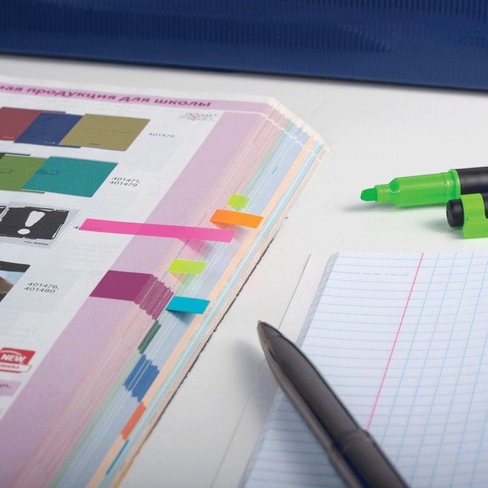 Закладки с липким краем пластиковые 45х8мм, 8 по 20 листов, в пластиковой книжке