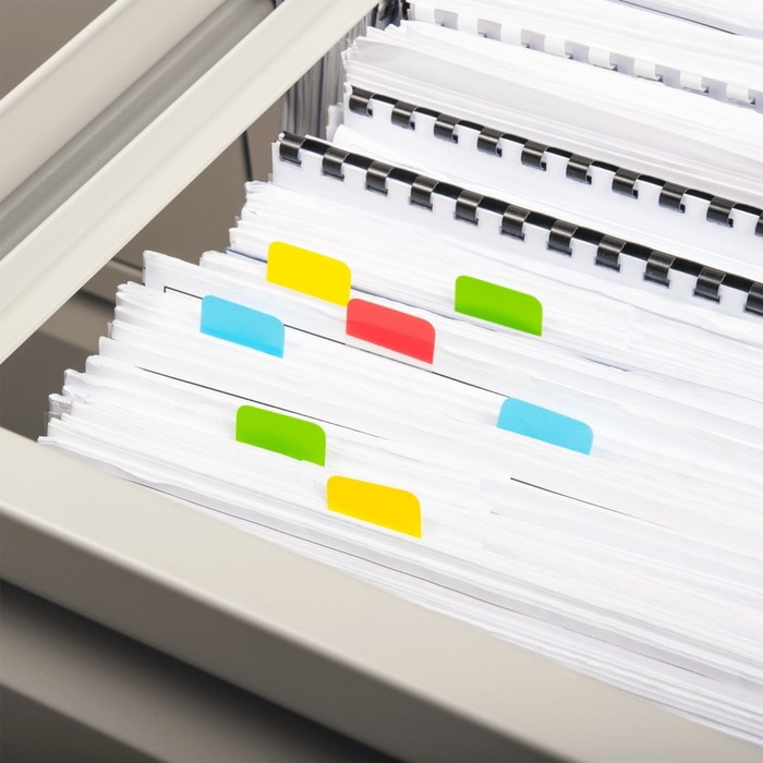 Закладки-выделители листов самоклеящиеся, пластиковые 38х25мм, 4 по 20 листов