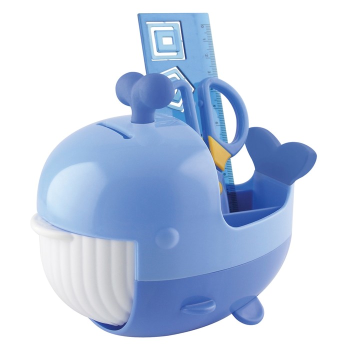 Канцелярский детский набор "Кит", 4 предмета, блистер, микс