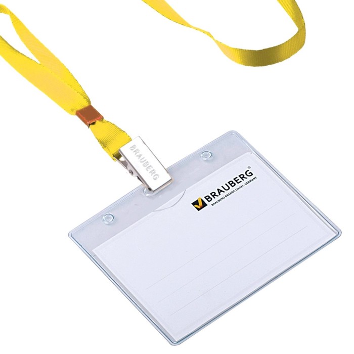 Лента для бейджей 45см, металлический клип, желтая