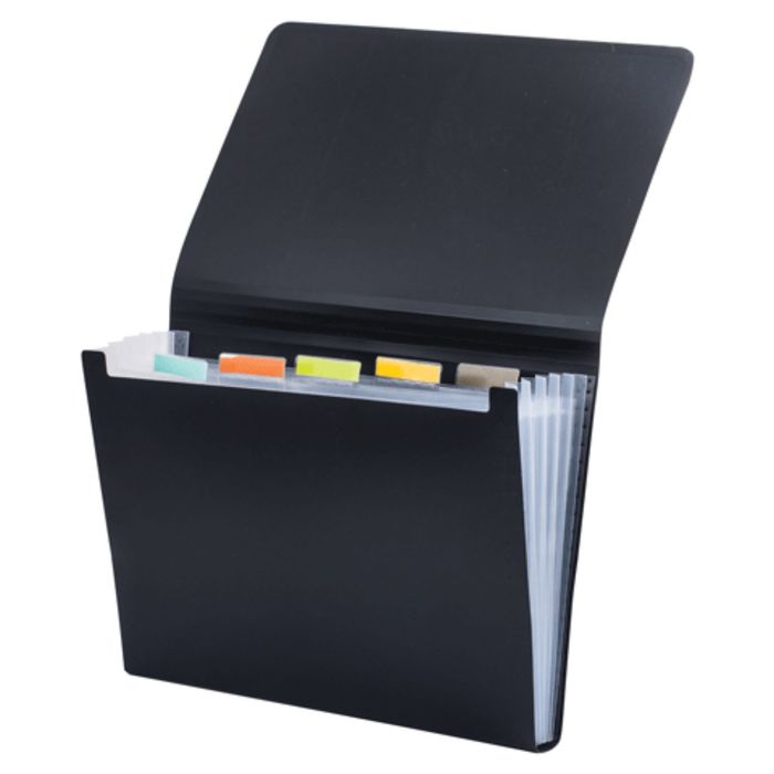 Папка на резинках Business, А4, 6 отделений, пластиковый индекс, черная, 0.5мм