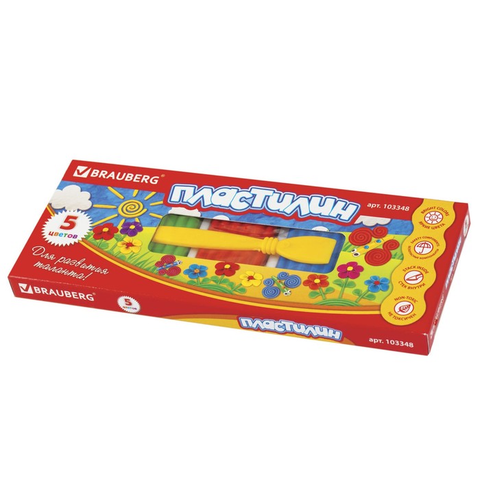 Пластилин 5 цветов 125г, стек, высшее качество