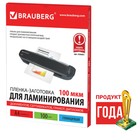 Пленки для ламинирования 100 штук BRAUBERG А4, 100 мкм, глянцевая