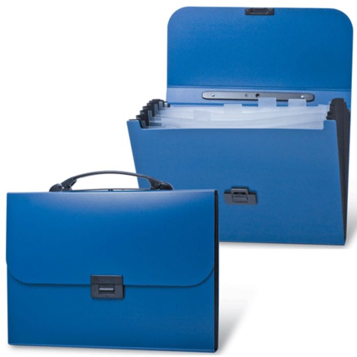 Портфель пластиковый А4 BRAUBERG Energy, 256 х 330 мм, 6 отделений, синий